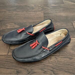 Mossimo Matteo navy leather loafer with red tassel size 12